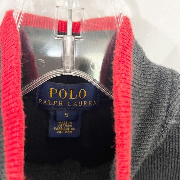 Polo Ralph Lauren Black Embroidered Quarter Zip Pullover Sweater - Boy's Size 5 - Picture 3 of 4